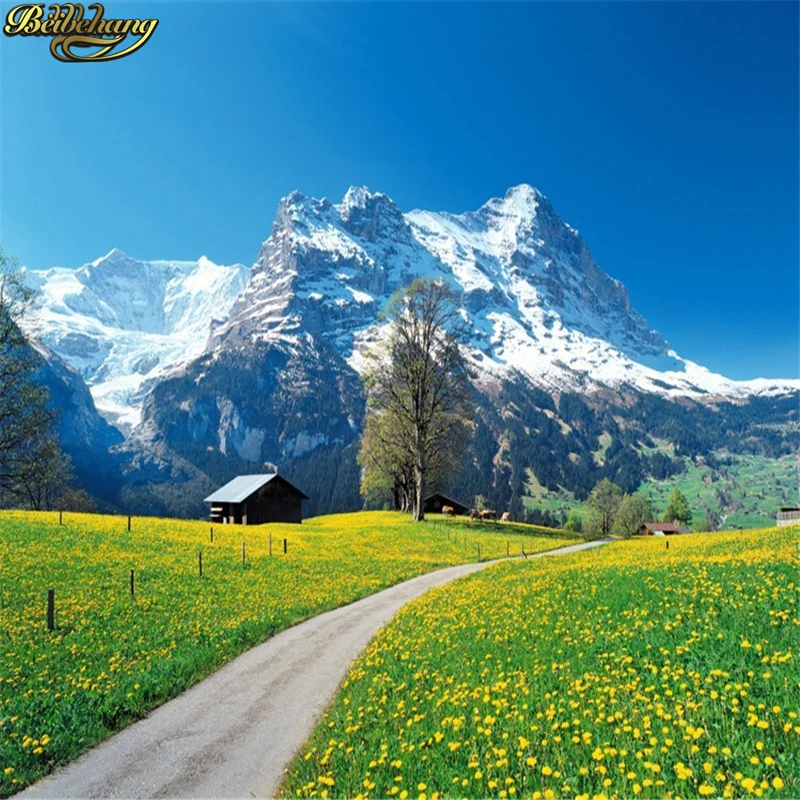 

beibehang mural wall paper Modern three-dimensional living room bedroom TV backdrop Swiss Alps scenery 3d photo wallpaper roll