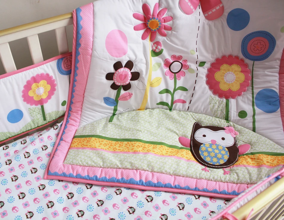 Акция! 7 шт. вышивка Пеленальные принадлежности комплект детская кроватка cot