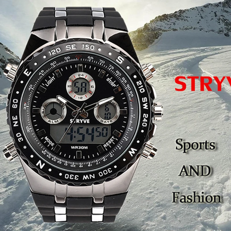 STRYVE часы мужские спортивные цифровые часы мужские военные деловые Часы светодиодный наручные часы Relogio Masculino