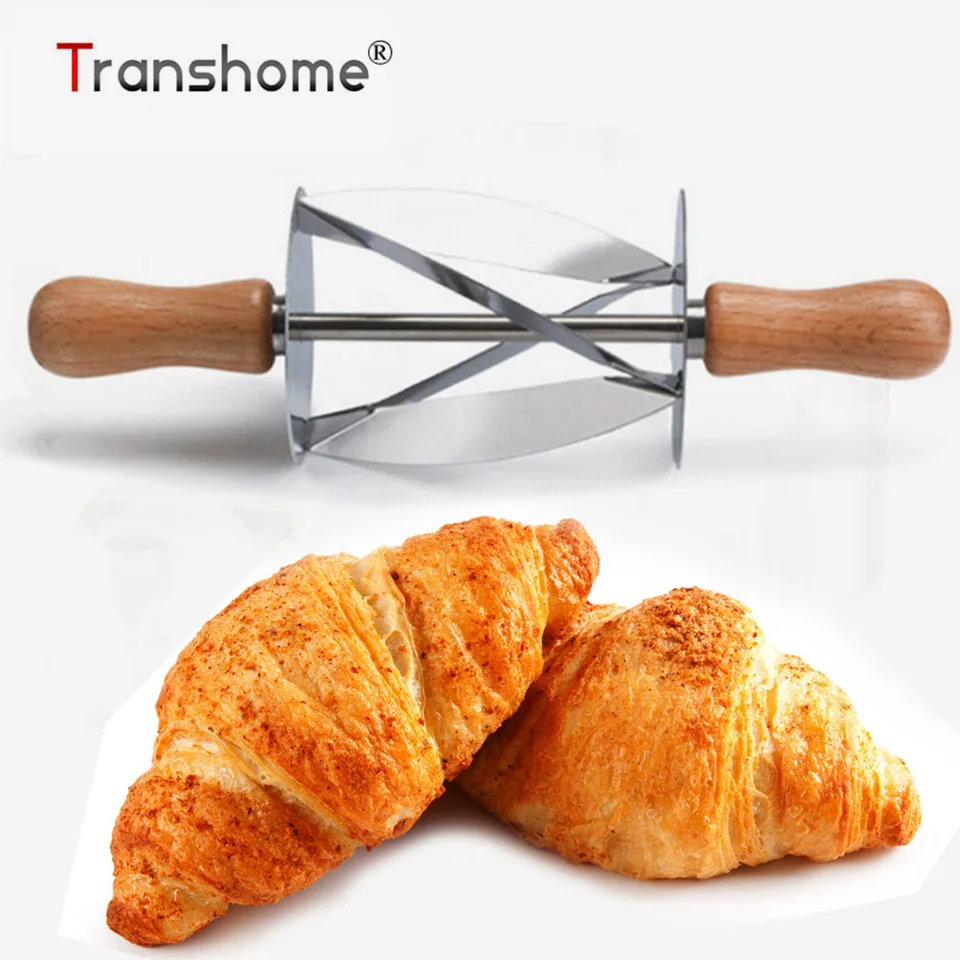 

Transhome Rolling Cutter Stainless Steel Croissant Bread Maker Wheel Dough Pastry Knife Wooden Handle Baking Tools For Kitchen