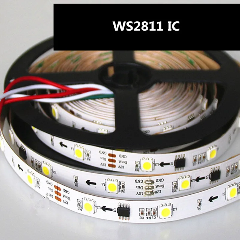 5 M DC12V ws2811 RGB Светодиодные полосы белый/теплый белый один цвет 30/60 светодиодов/M 1 ic