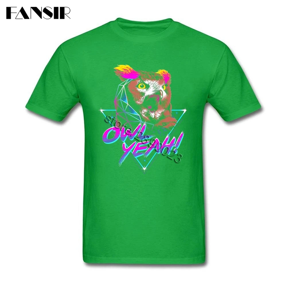 Vaporwave Owl Aesthetic Short Sleeved T-shirt Adult Leisure Tee Shirt Pure Cotton Crew Neck Men's For Team | Мужская одежда