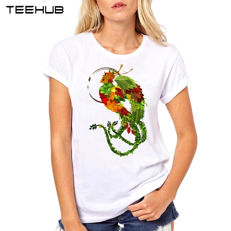 Женская Повседневная футболка TEEHUB с короткими рукавами и принтом в виде листьев