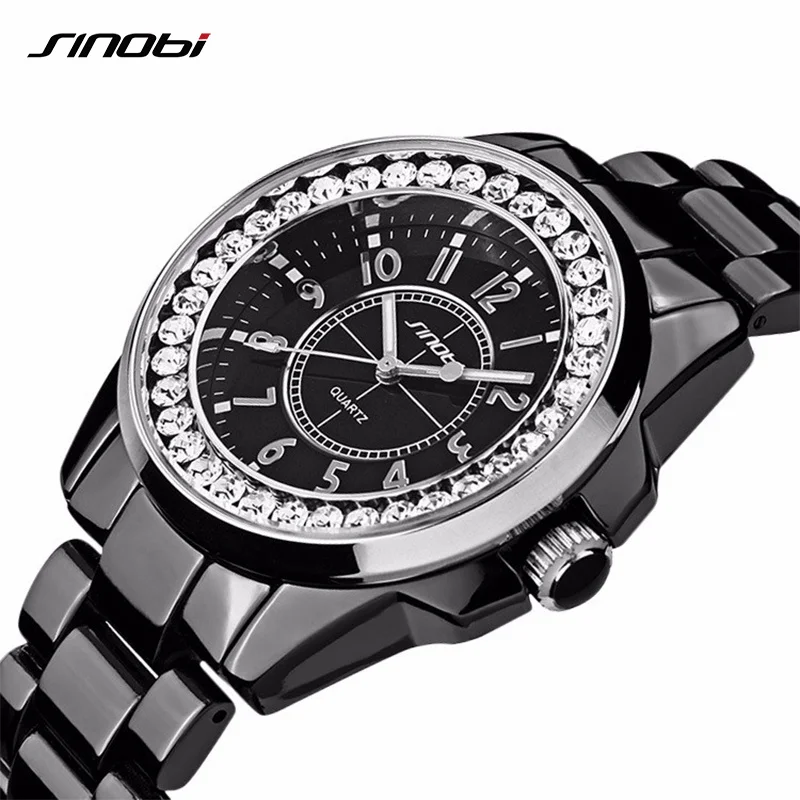 11S9390G04 SINOBI, женские кварцевые часы, уникальные, Роскошные, с кристаллами, круглый циферблат, повседневные, элегантные, женская одежда, наручные часы, модные, Relogio Femininos - Цвет: 11S9390G04