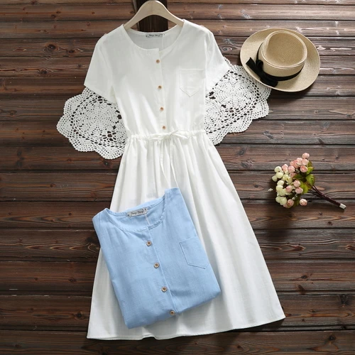 Летнее платье 2019 Новое Девушка Мори милое Vestidos женское хлопковое с коротким