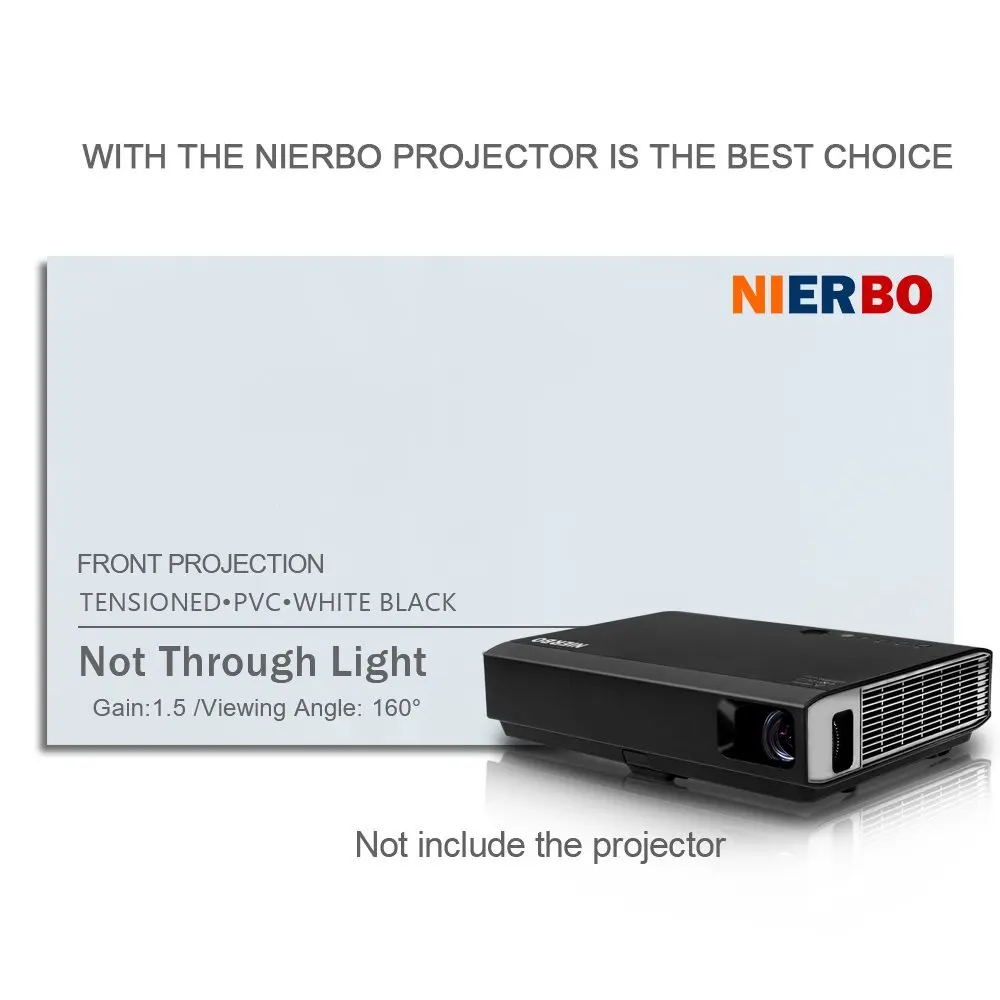 NIERBO экран для проектора 60 до 120 дюйм(ов) ов) портативный складной ПВХ черный сзади