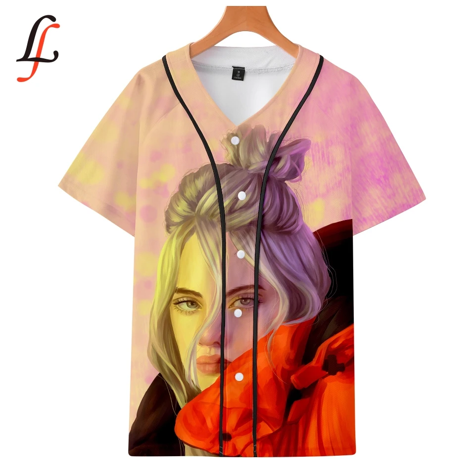 Женская/Мужская Бейсбольная Футболка Billie Eilish harajuku летняя одежда с коротким
