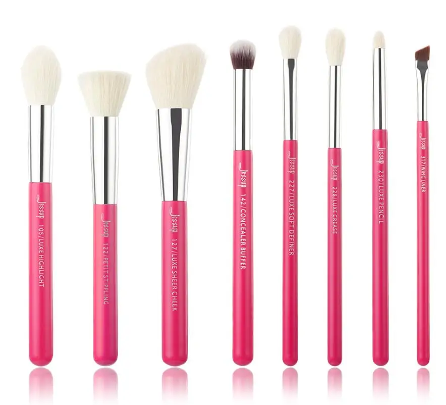T198(8PCS) Jessup Rose-carmin/Silver набор кистей для макияжа, косметическая основа, пудра, тени для век, Кисть для макияжа, 6 шт.-25 шт., натуральные синтетические волосы - Handle Color: T198(8PCS)