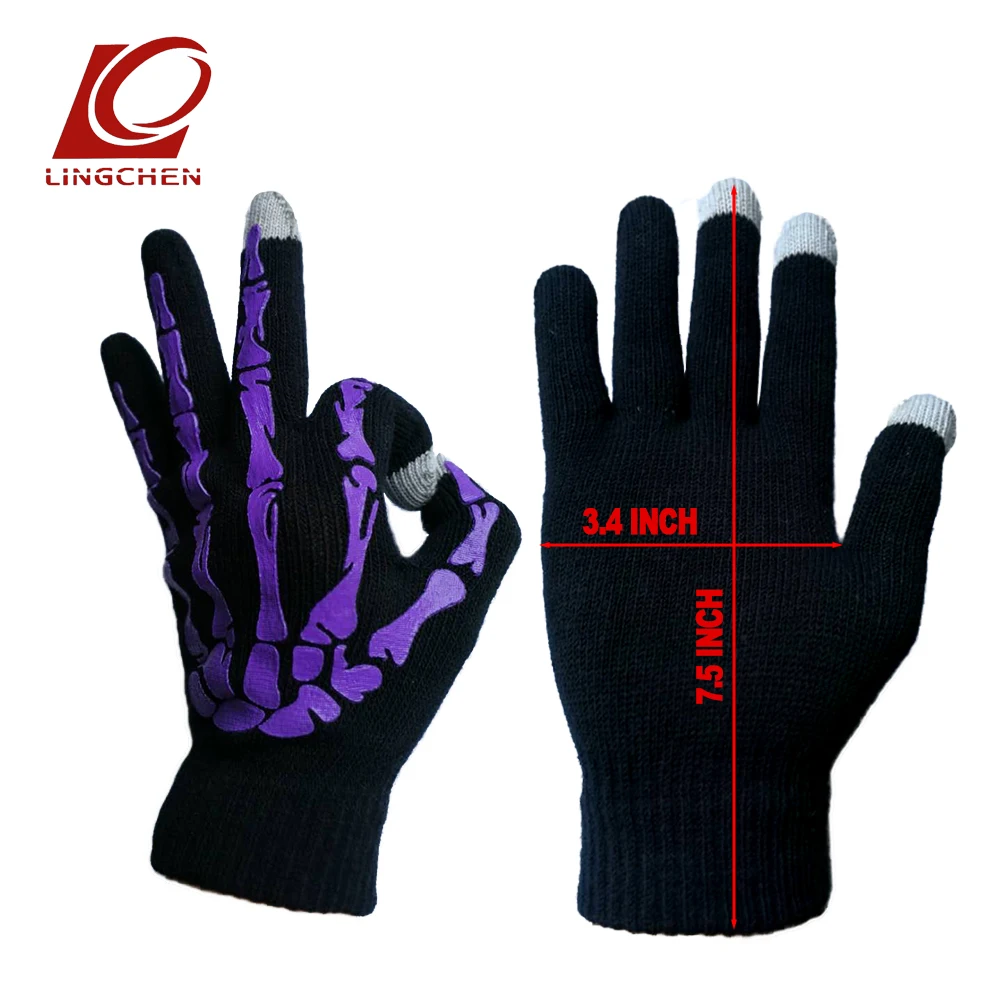 Новинка 2018 модные трендовые перчатки с сенсорным экраном в виде скелета унисекс