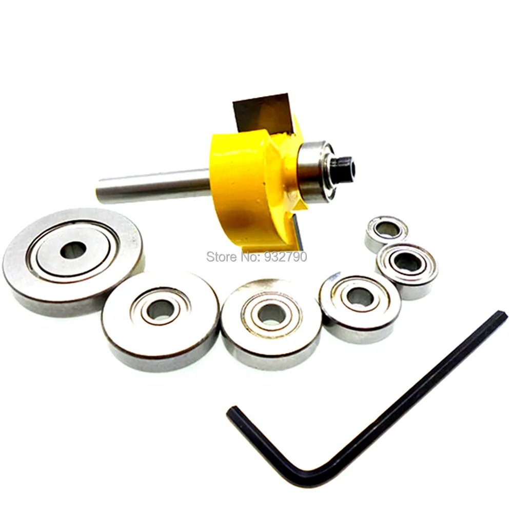1/4&quot Shank Wood T-slot Slotting Rabbeting Rabbet Router Bit Woodworking Milling Cutter 6 Bearing 3/8&quot 1/2&quot 5/8&quot 3/4&quot 7/8&quot