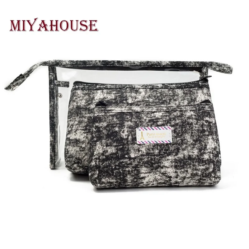 Miyahouse 3 шт./компл. Водонепроницаемый Для женщин косметичка из ПВХ и amp; парусиновая обувь; женская обувь для путешествий, сумочка, косметичка Портативный женская косметичка