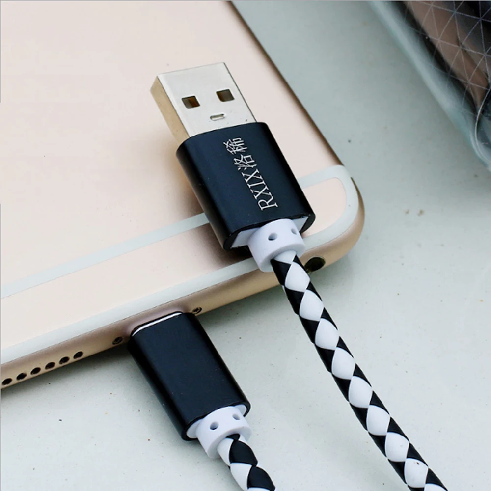 100 шт. Micro USB кабель для передачи данных зарядный шнур Прочный Плетеный Кожаный