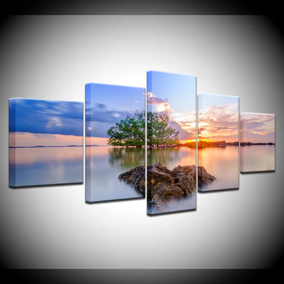 

Canvas Painting seascape Nature landscape 5 Pieces Wall Art Painting Modular Wallpapers Poster Print for living room Home Decor