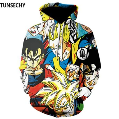 Бренд tunsechy Dragon Ball 3D толстовки с капюшоном для мужчин и женщин толстовка Dragon Ball Z Аниме модные повседневные спортивные костюмы с капюшоном для мальчиков