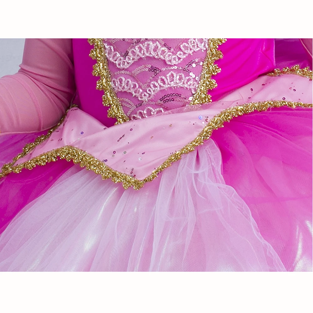 

Kid Sleeping Beauty Aurora cosplay costume summer princess Aurora dresses for girls Halloween Costume tulle long party dress