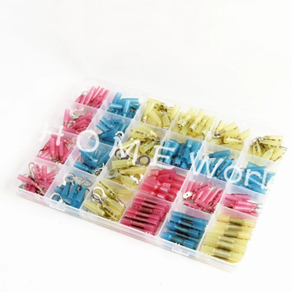 

250pcs Heat Shrink Electrical Cable Wire Crimp Terminals Kit Insulation Rings Butts Wire Connectors Set