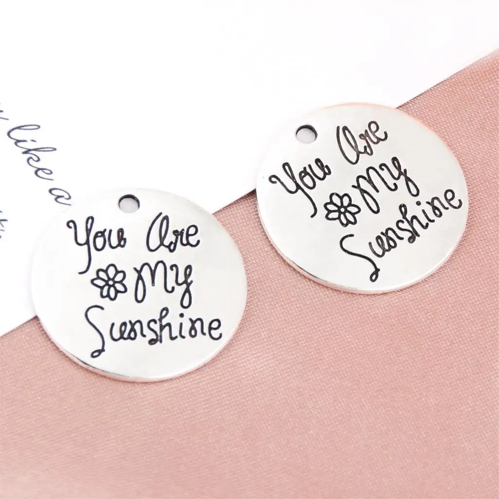 10 шт. серебряный цвет принт с надписью You are my Sunshine Charms inspiration подвеска со словами