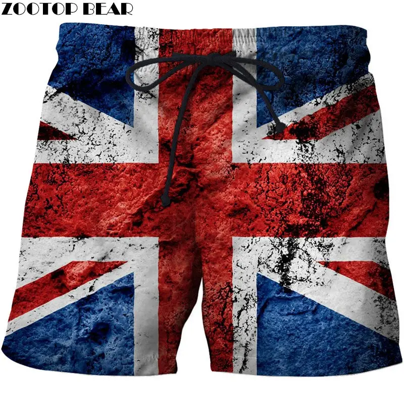 

USA Flag Fashion Texture Men Shorts Beach England Male Pant Breathable Bodybuilding Quick Dry Casual 3D Printer ZOOTOP BEAR