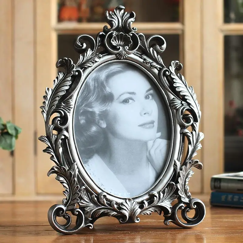 6/7/8 дюймов фоторамка винтажная овальная Серебряная Свадебная свадебный подарок