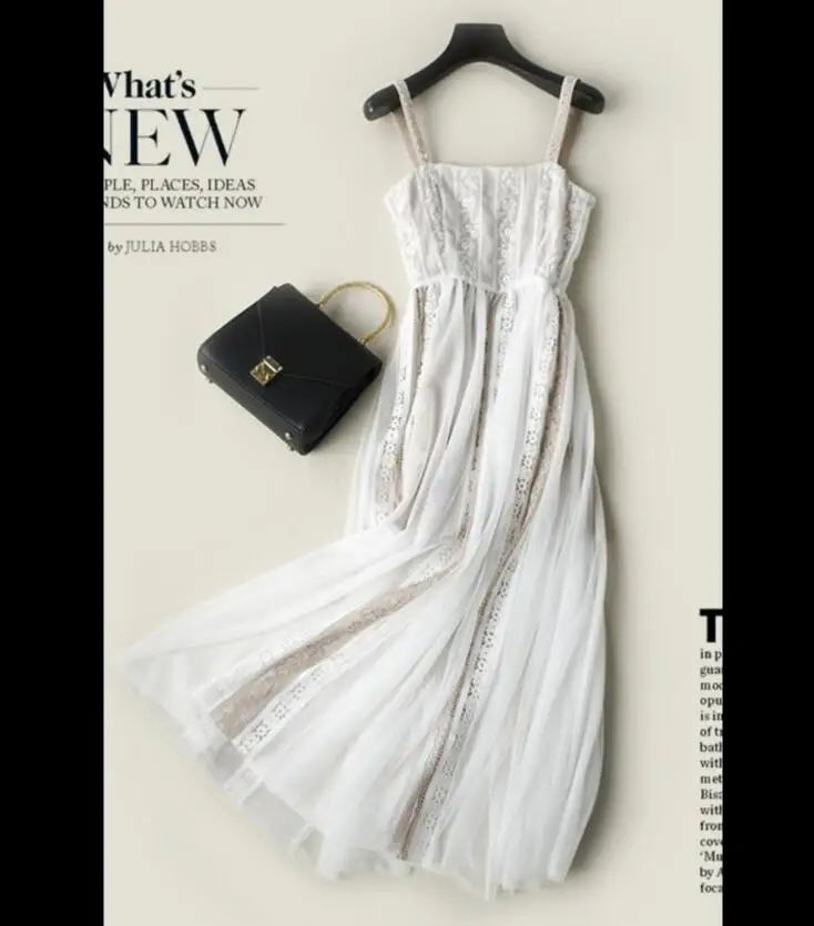 Белое Кружевное пляжное платье для женщин летнее женское Длинная пляжная одежда