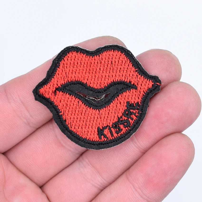 Новинка вышивка для губ патчи шитья одежды узоры рта железные Аппликации сделай