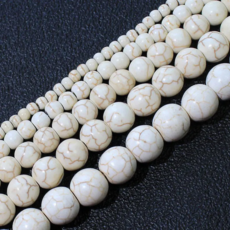 Круглые шарики из натурального камня цвета слоновой кости белый бисер Хаулит 4 14
