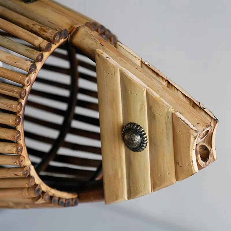 Подвесная лампа в виде рыбы из бамбукового дерева оригинальный висячий