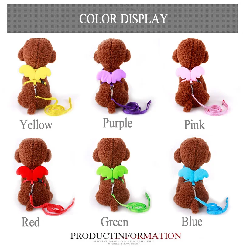 Luxury Angel Wings Dog Harness and Leash Set Design Nylon Chest Strap Lead Leashes For Small Dogs Walking Jogging 20E | Дом и сад