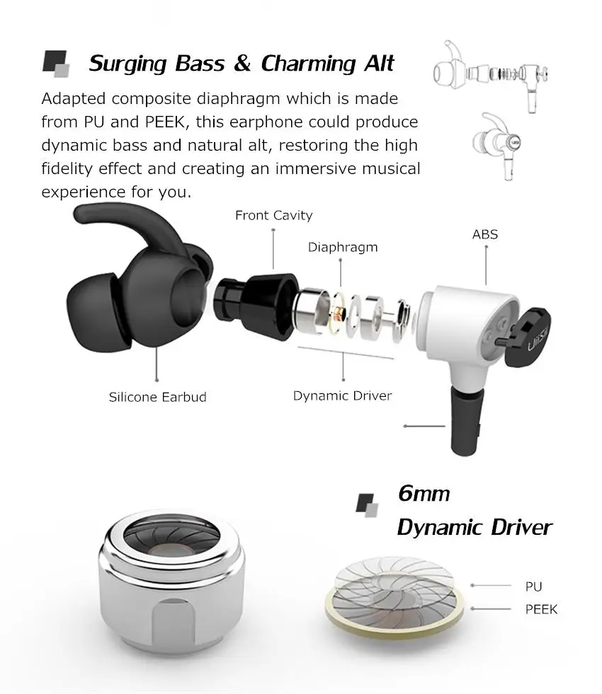 UiiSii Водонепроницаемая гарнитура для бега HIFI HI-RES DJ спортивные наушники-вкладыши с одним драйвером для iPhone/Xiaomi подарок на день рождения