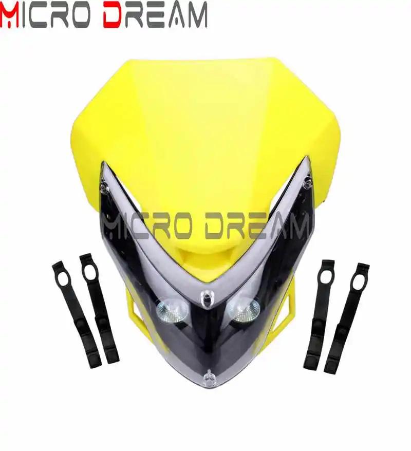 Yellow Мотокросс внедорожные мотоциклы Enduro MX 20 штук Светодиодный обтекатель 35 Вт маска на фару универсальный для Kawasaki KLX KLR KX 125/250/300/450 - Цвет: Yellow
