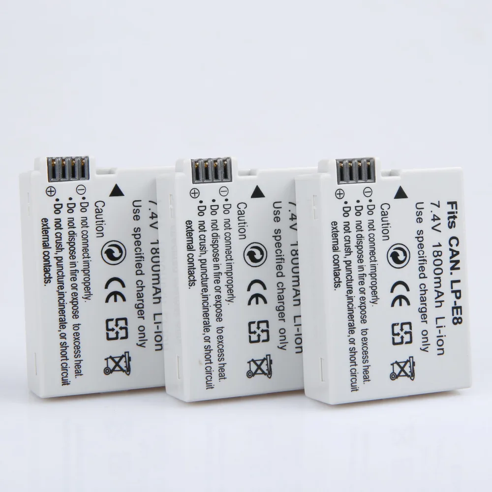10 шт. 1800 мАч LP-E8 LP E8 LPE8 батареи для камеры Акку Canon EOS 550D 600D 650D 700D Rebel X4 X5 X6i X7 |