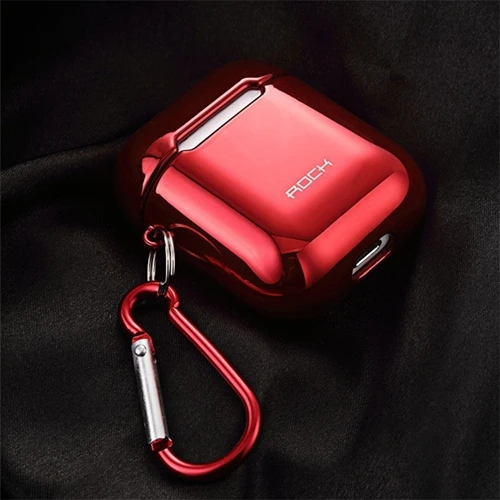 ROCK гальванический защитный чехол для AirPods жесткий наушник оболочка для Apple AirPods 1 2 Чехол с гальваническим покрытием аксессуары - Цвет: Красный