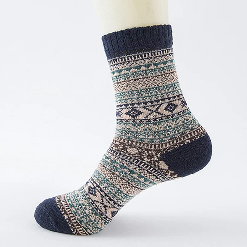 Зимние толстые теплые Полосатые Шерстяные носки повседневные Calcetines мужские носки деловые мужские носки