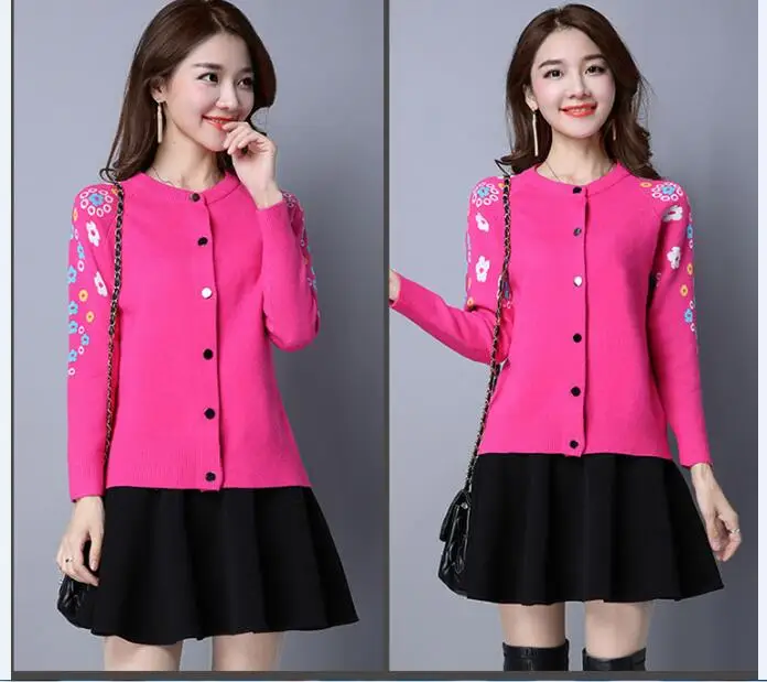 Женский кашемировый кардиган элегантный свитер с цветочным принтом весна-осень