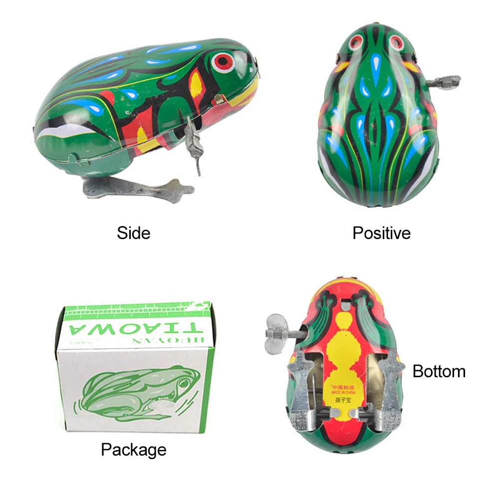 

Kids Classic Tin Wind Up Clockwork Toys Jumping Frog Vintage Toy Vintage Kid Jumping Frog Action Figures Toys for Christmas Gift