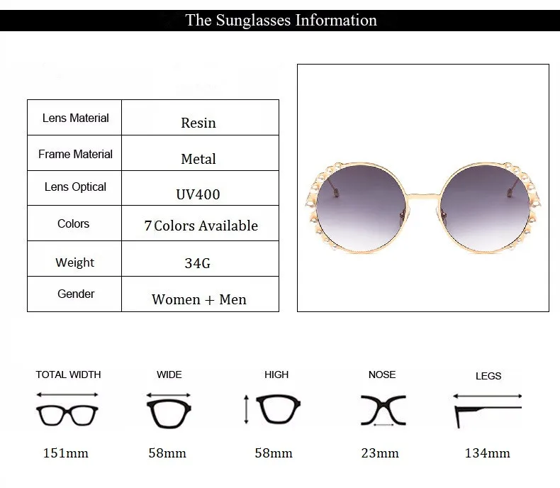 Emosnia круглые жемчужные солнцезащитные очки Modis Oculos De Sol feminino Роскошные винтажные женские брендовые дизайнерские солнцезащитные очки градиентные UV400