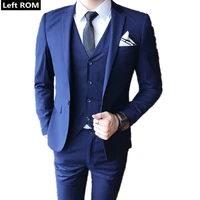 jacket vest pants mens fashion boutique solid color groom wedding dress formal suits mens formal business suit 3 piece