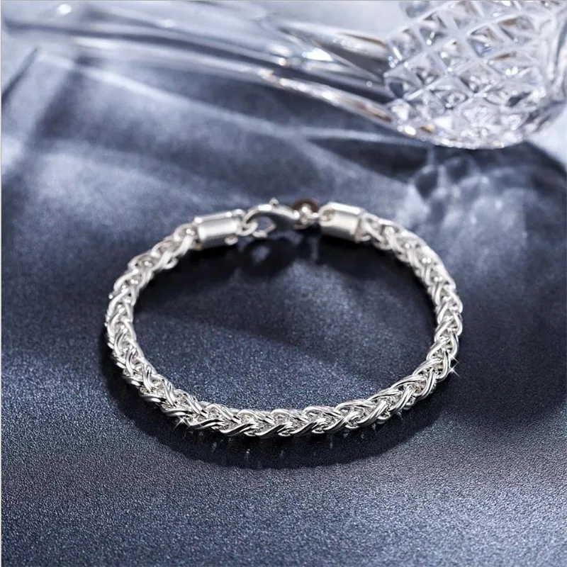 Женские серебряные браслеты TJP 6 мм модные из серебра 925 пробы бижутерия с
