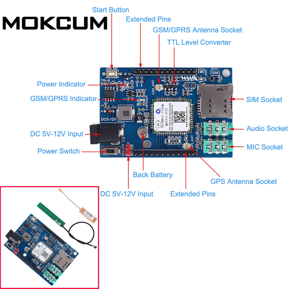 Беспроводной модуль A7 GSM GPRS GPS 3 в 1 защитный постоянного тока 5 9 В для Arduino STM32 51MCU