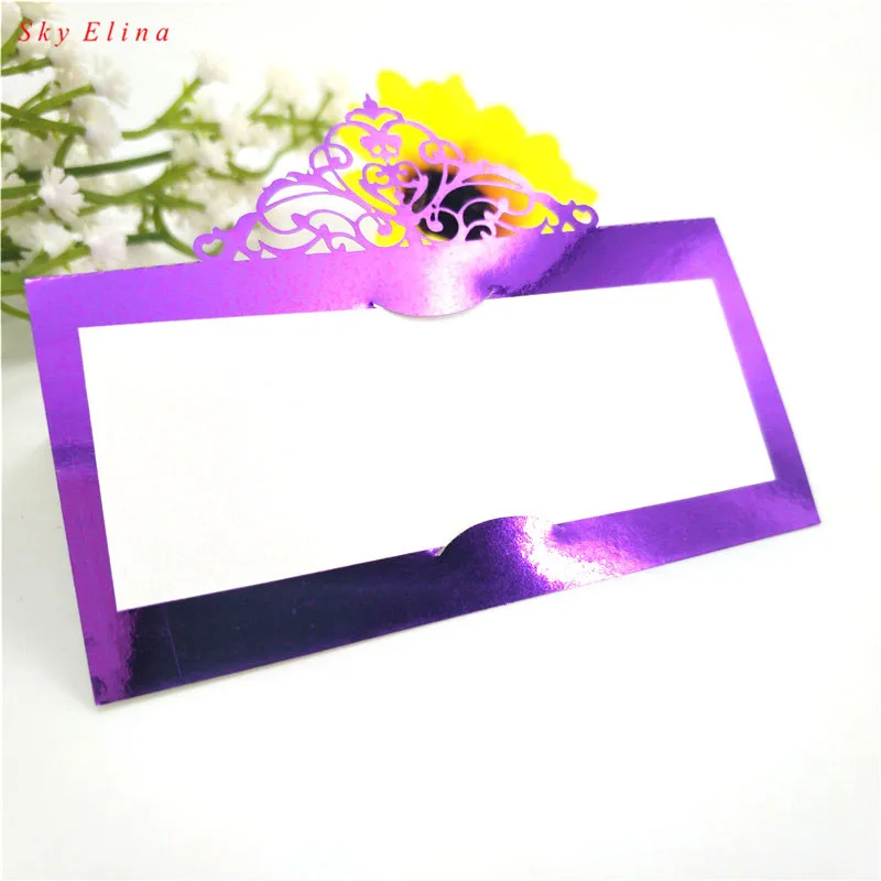 Bright Purple 10 шт полые свадебные декоративные настольные карты с лазерной обработкой, 9x9 см, Именная Карта для установки места, для винного стекла, свадебные принадлежности 7Z-SH873-10 - Цвет: Bright Purple