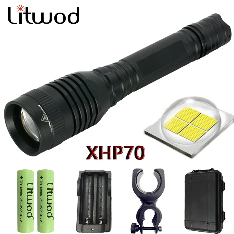 Z20 Litwod P53 CREE XHP70 конвой Объектив 32 Вт чип лампа 18650 3200lm Мощный тактический светодиодный фонарик с зумом