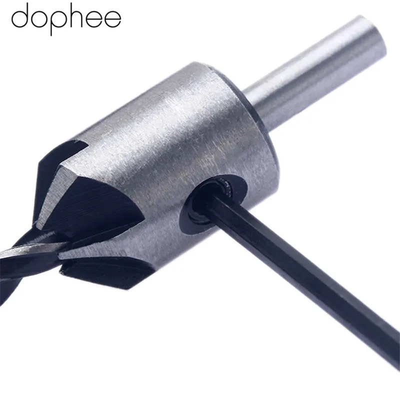 

dophee 3-6MM HSS Steel Flute Countersink Drill Bit Set Reamer Woodworking Tool Chamfer Dremel Tool Herramientas Para Carpinteria