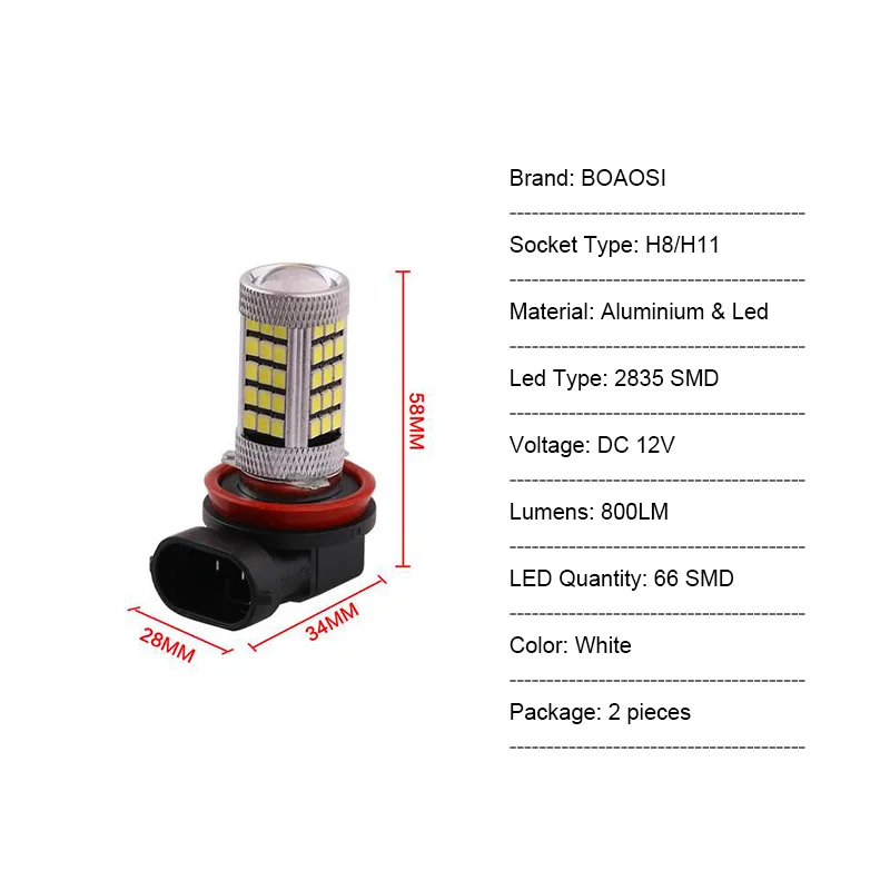 BOAOSI 2x H11 Светодиодный Samsung 2835SMD проектор Противотуманные фары DRL 10 Вт + Canbus декодеры
