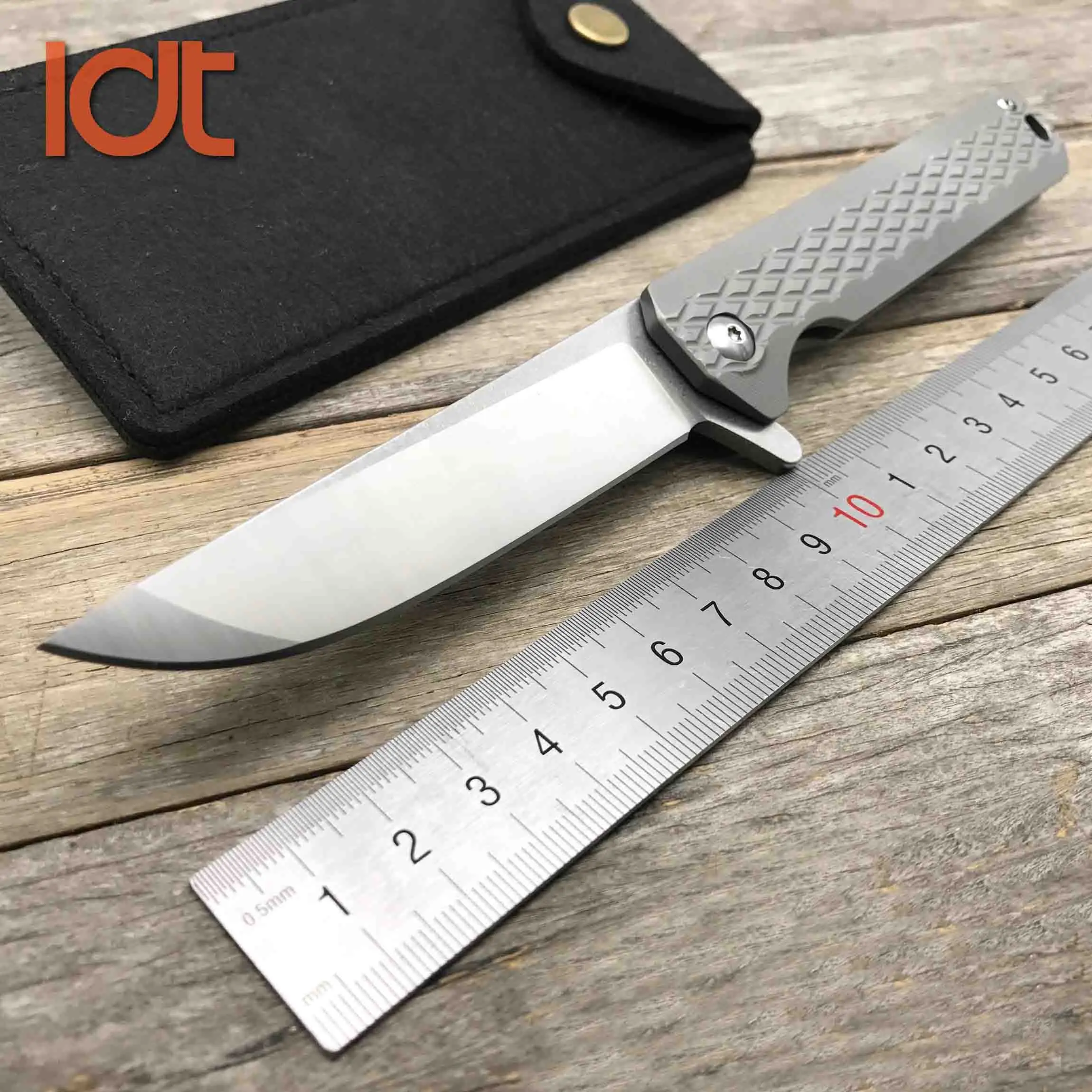 Gray handle LDT Twosun складной нож Tanto D2 лезвие из титана TC4 ручка шарикоподшипник тактические ножи для кемпинга выживания охотничий нож EDC инструмент - Цвет: Gray handle