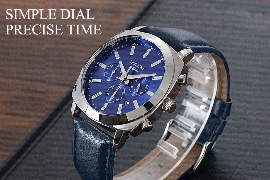 Мужские часы Relojes Hombre,, модные повседневные наручные часы, синие, для мужчин, студентов, с большим лицом, кожа, кварцевые мужские часы, Топ бренд
