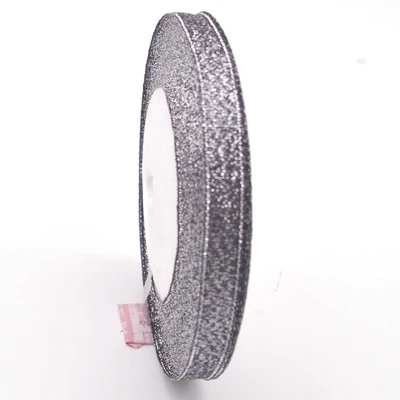black 001 Бренд высокого качества 3/8 ''(10 мм) 12 цветов Серебристые золотистые блестящие ленты тесьма для свадебного ремесла бант Подарочное украшение оберточная Лента riband - Цвет: black 001