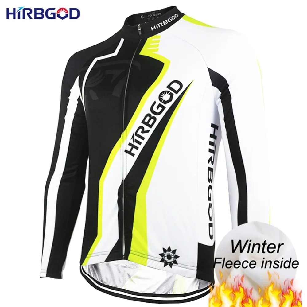2019 HIRBGOD Stylish Black Classical Cycling Jersey Long Sleeve Winter Warmer Bike Fleece Clothing Ciclismo SDD014 | Спорт и