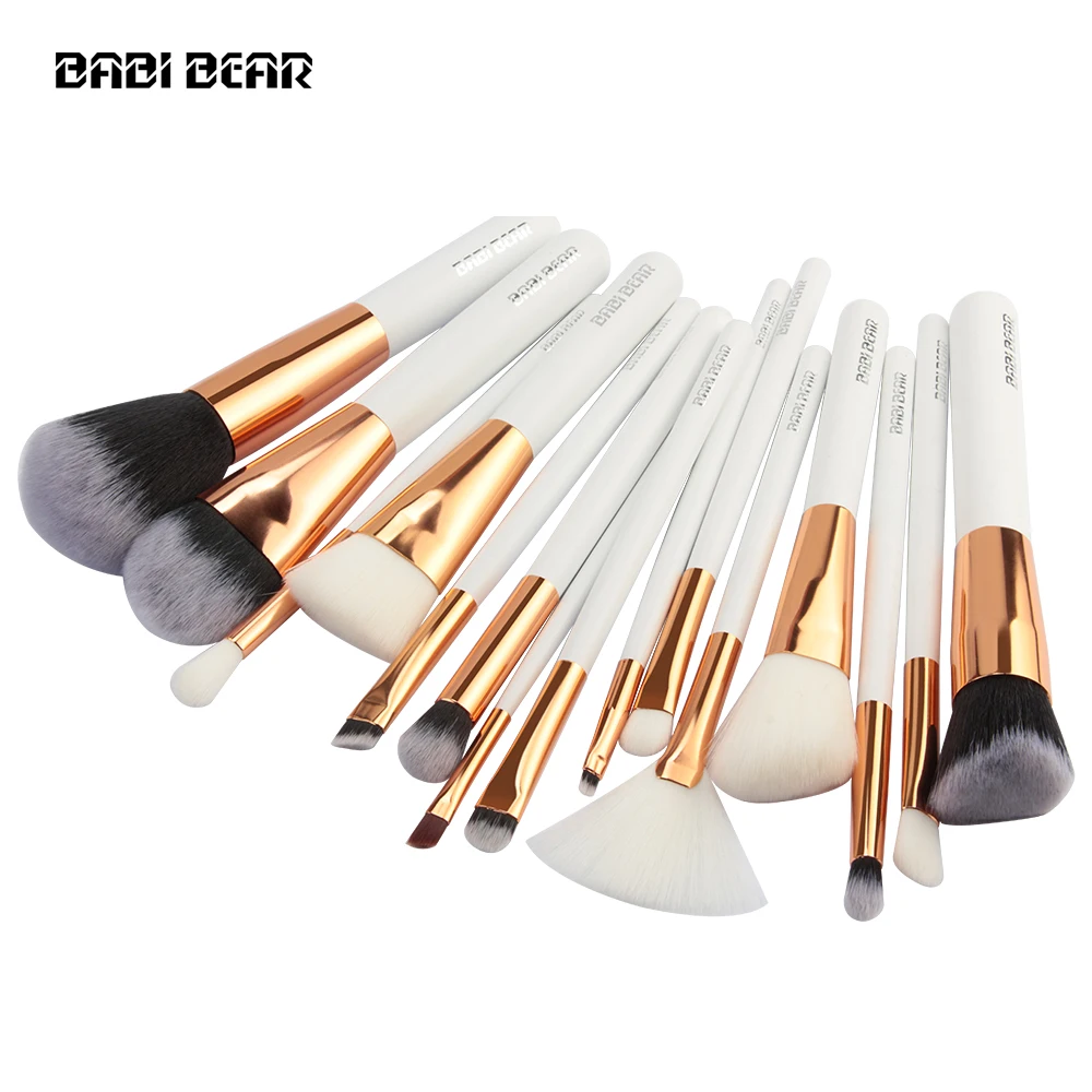 BABI BEAR 15 шт. розовое золото/белый с сумкой кисти для лица тени век гнездо глаз кисть