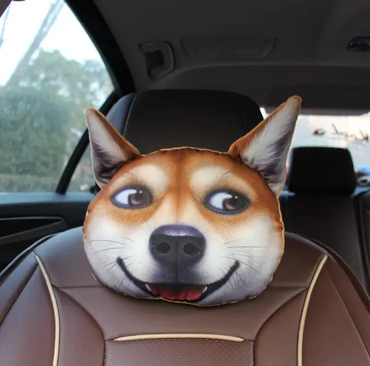 Новые Креативные 3D принтованные собачьи питомцы Dace Автомобильная подушка на подголовник подушка на сиденье с активированным углем принадлежности для шеи Автомобильная декоративная подушка