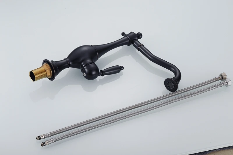 Kitchen Faucet Euro Retro Oil Rubbed Black Bronze Swivel Singe Handle Bathroom Basin Kitchen Deck Mounted Sink Mixer Tap